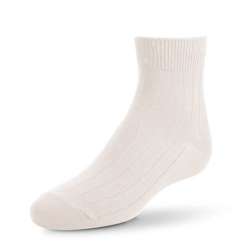 Zubii Linen Ribbed Crew Socks – Soft Cotton Unisex Kids’ Crew Socks in Linen Neutral Shade