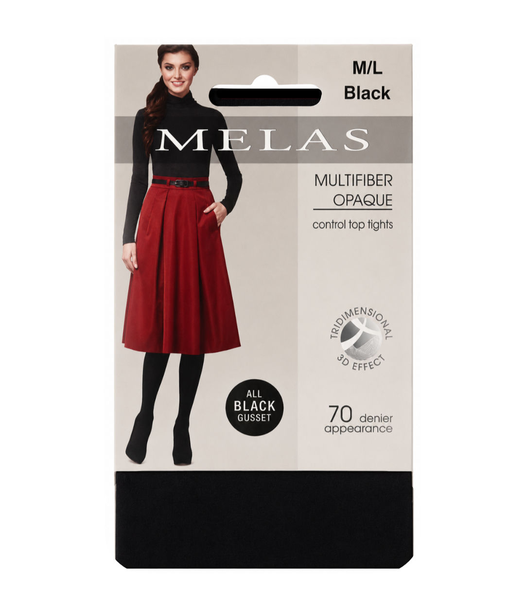 Melas Women’s 70 Denier Black Multifiber Control Top Tights