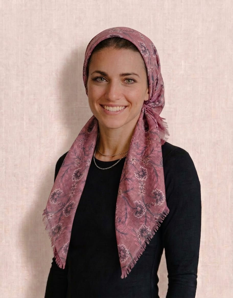 Blush Reverie Pretied Tichel Headscarf with Velvet Non-Slip Grip Band