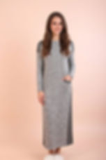 Women's Colorblock Pocket Heathered Sweater Knit Lounger Gown