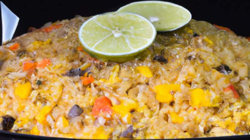 rodelas de limão em cima de arroz de hauça