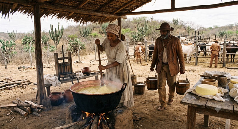 Produção de requeijão em antigo curral de gado do séc. XVII