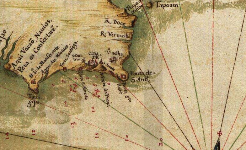 Mapa antigo Albernaz 1640 Ponta de Santo Antônio