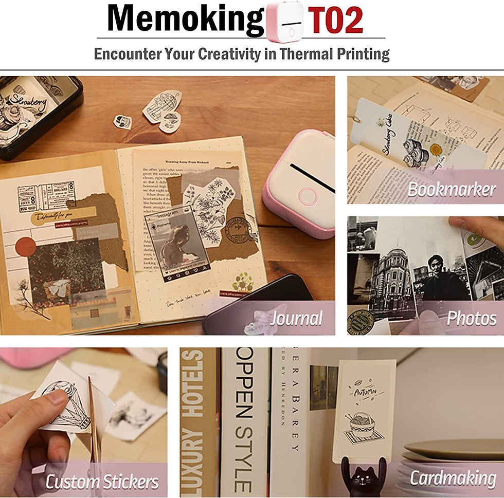 Thumbnail: Phomemo T02 Portable Pocket Mini Thermal Printer Photo Inkless Bluetooth Home