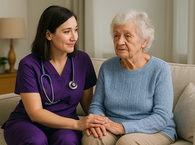Compassionate caregiver and her patient