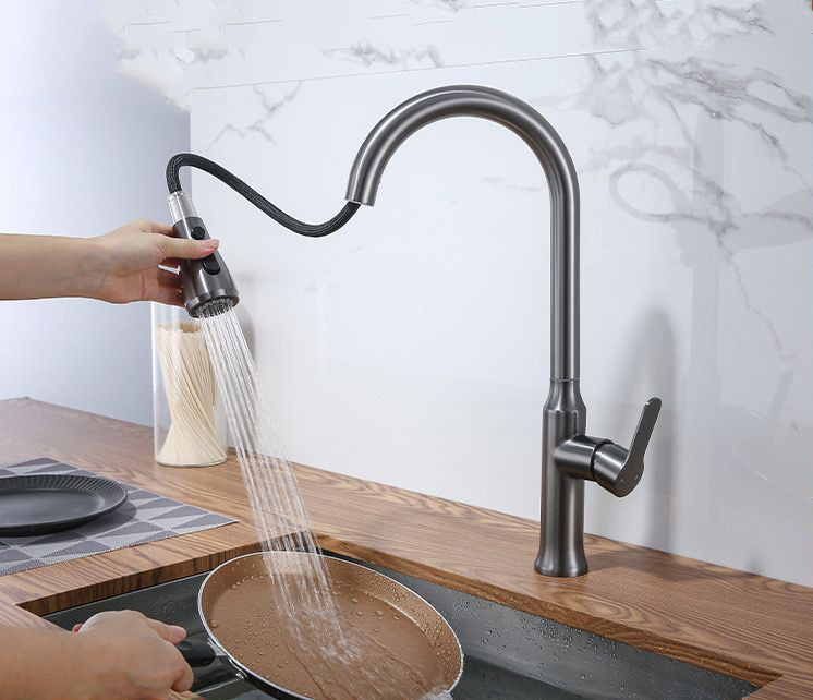 Miniatura: MONOCOMANDO DE MESA PARA COZINHA GOURMET DUCHA RETRATIL Grafite