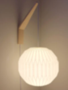 Wall wood sconce Globe pleated shade | pine wood Hanging Lampshade | Globe Wall