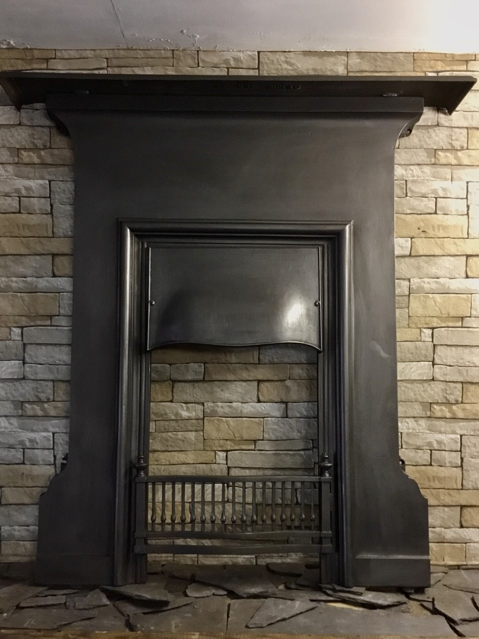 Art Nouveau Large Cast Iron Bedroom Fireplace