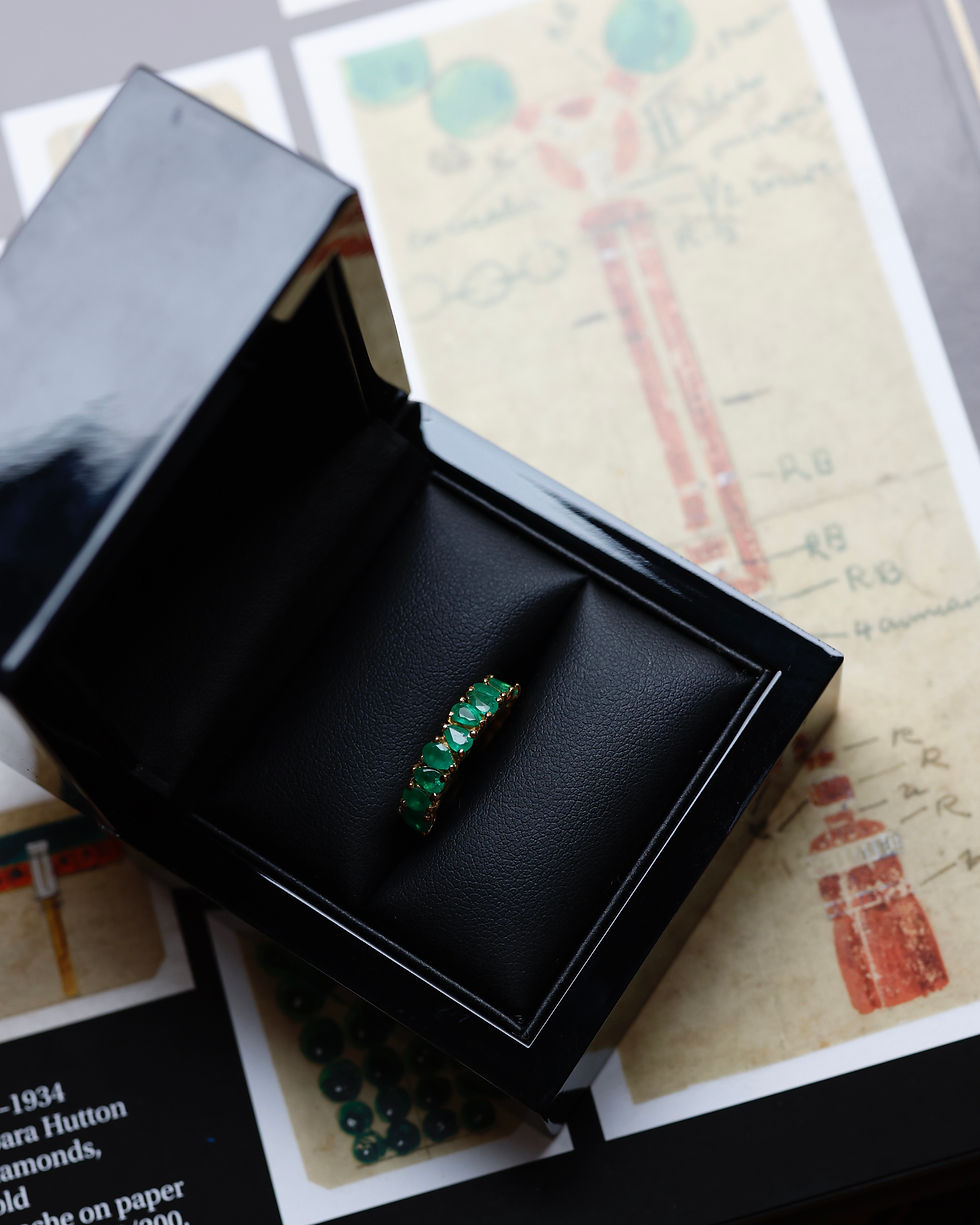Thumbnail: Pear-cut Emerald Half Eternity Ring