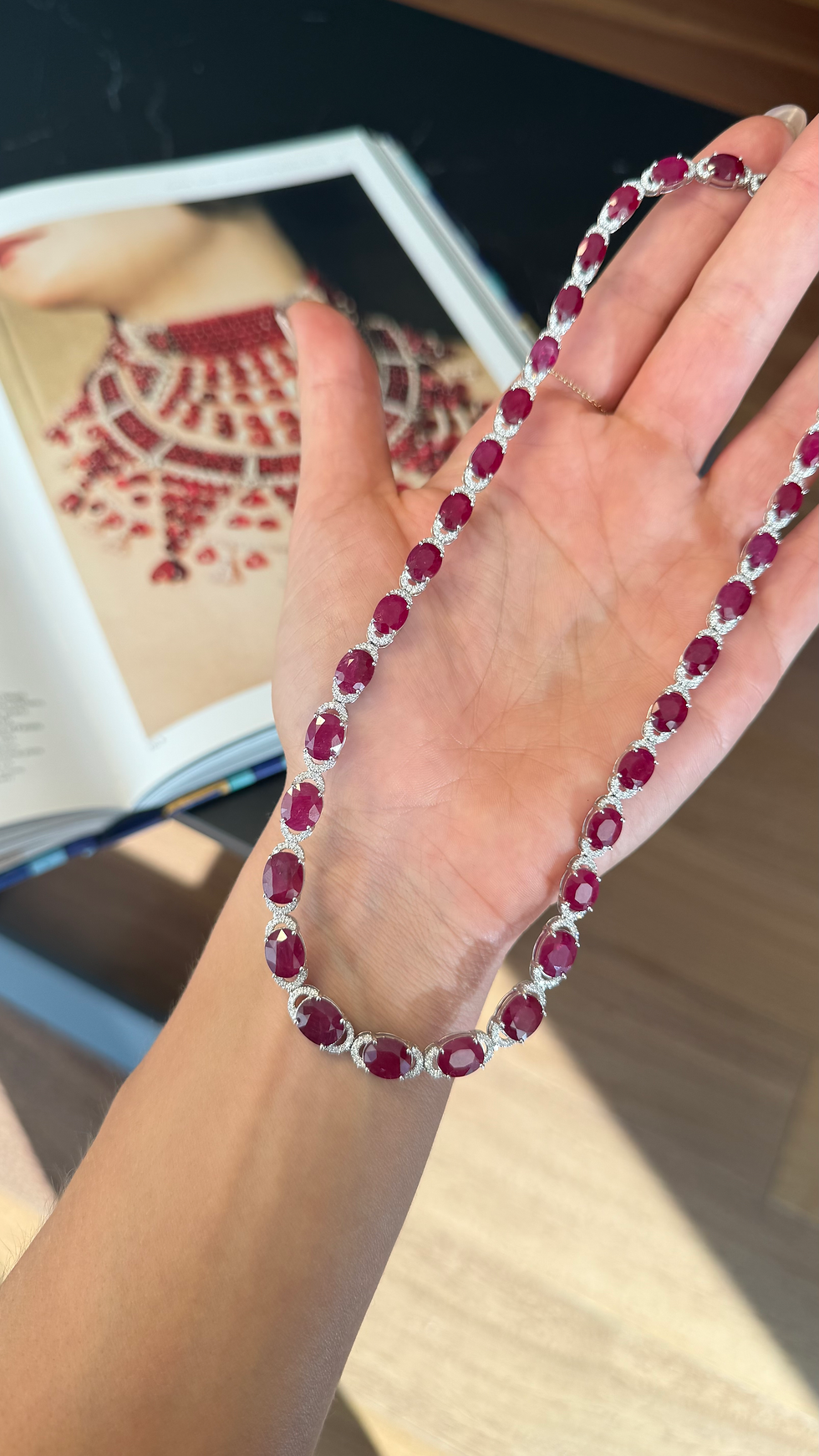 Thumbnail: Oval-cut Ruby & Diamond Necklace