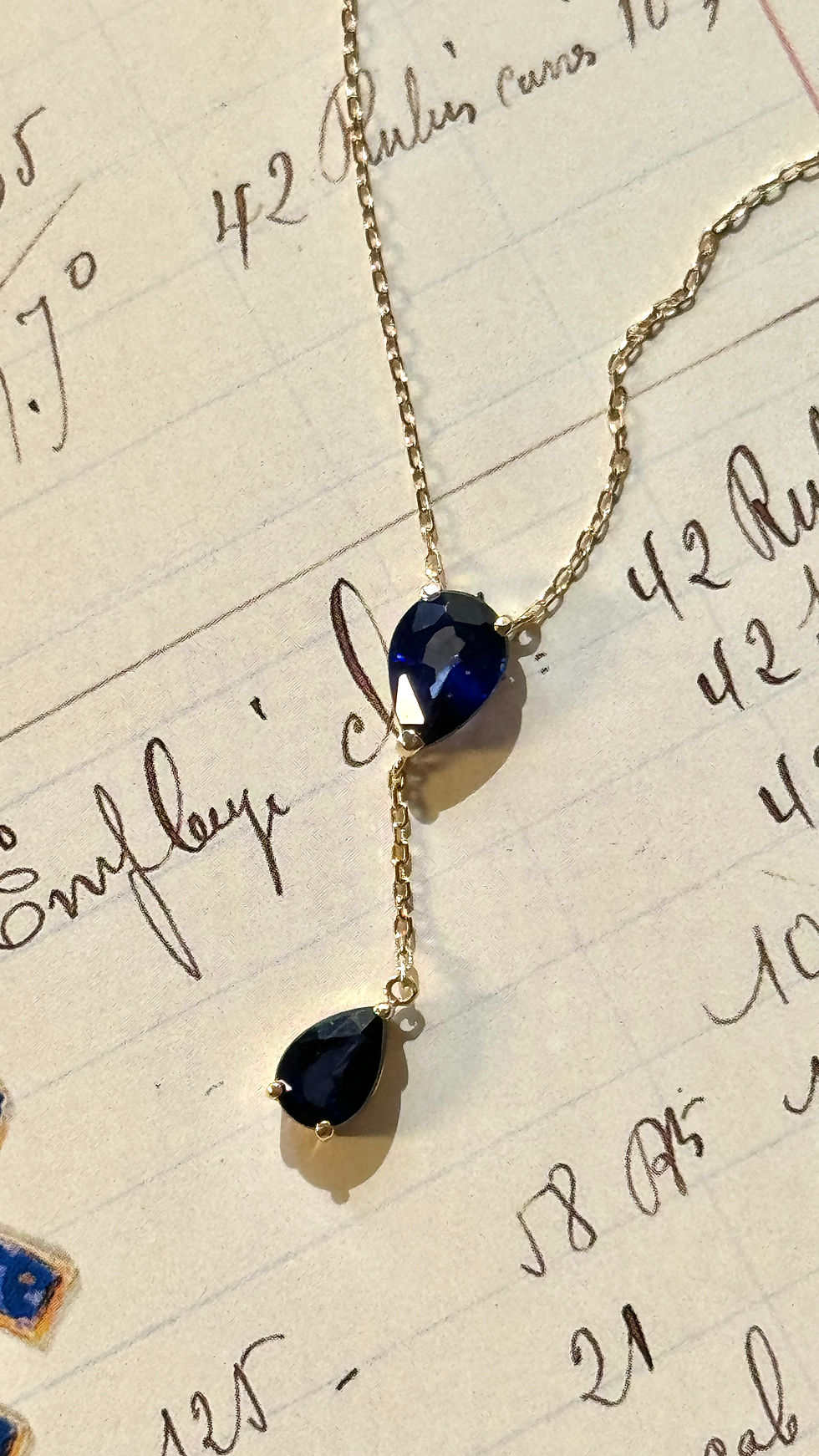 Thumbnail: Double Sapphire Pendant Necklace
