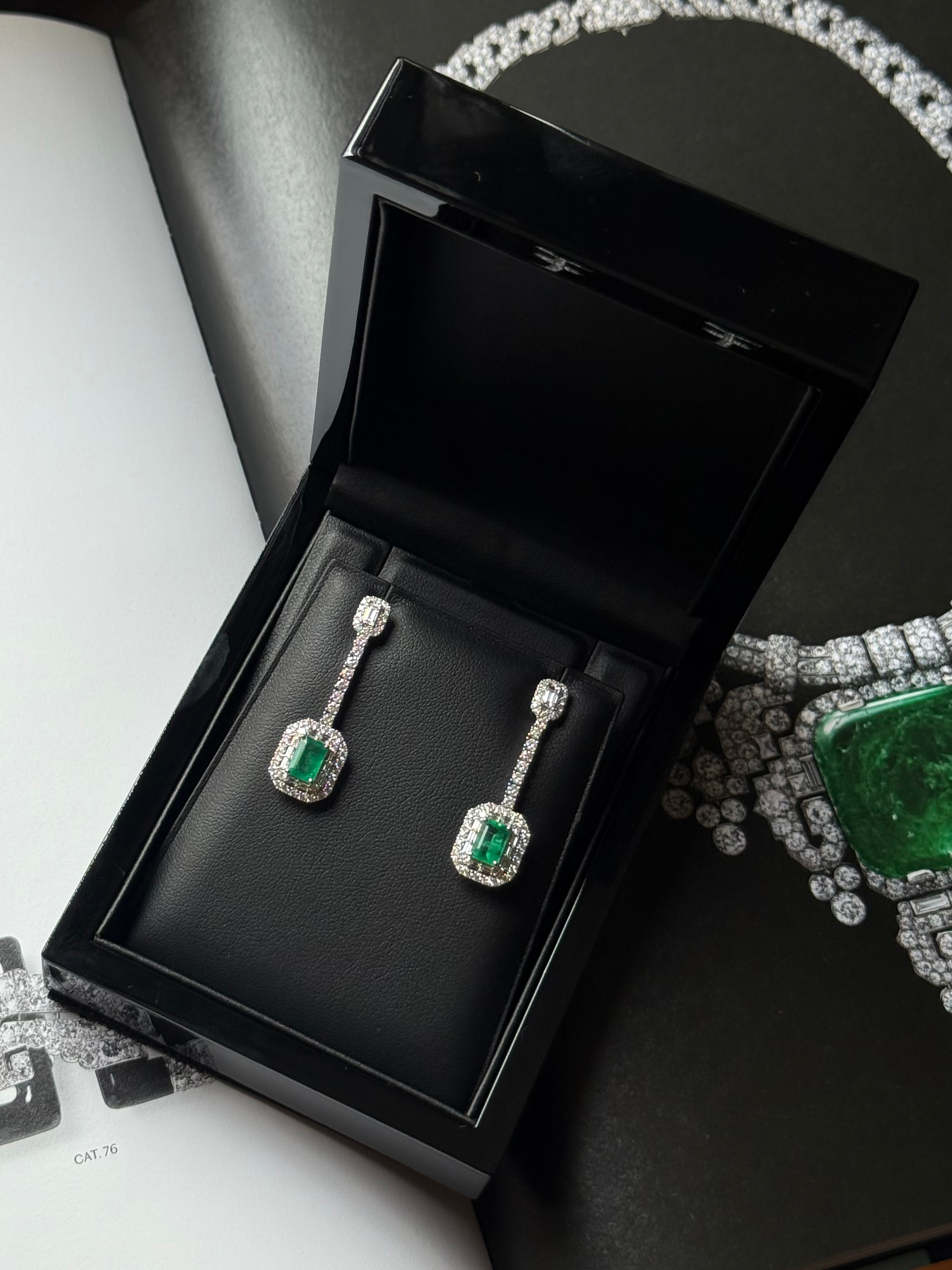 Emerald-cut Emerald & Diamond Earrings