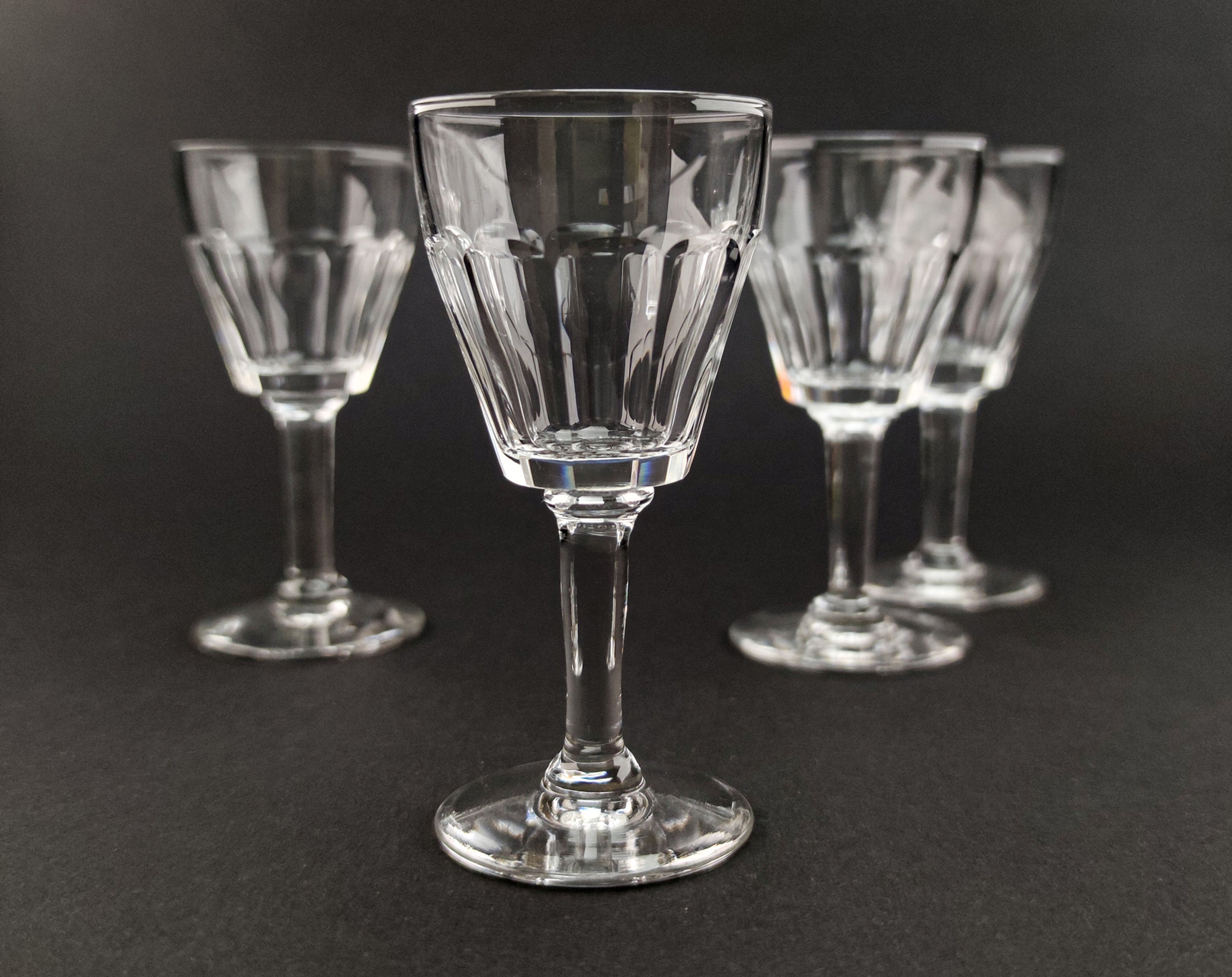 Set x4 1960s Val Saint-Lambert Panel Cut 'Mery' Port Glasses