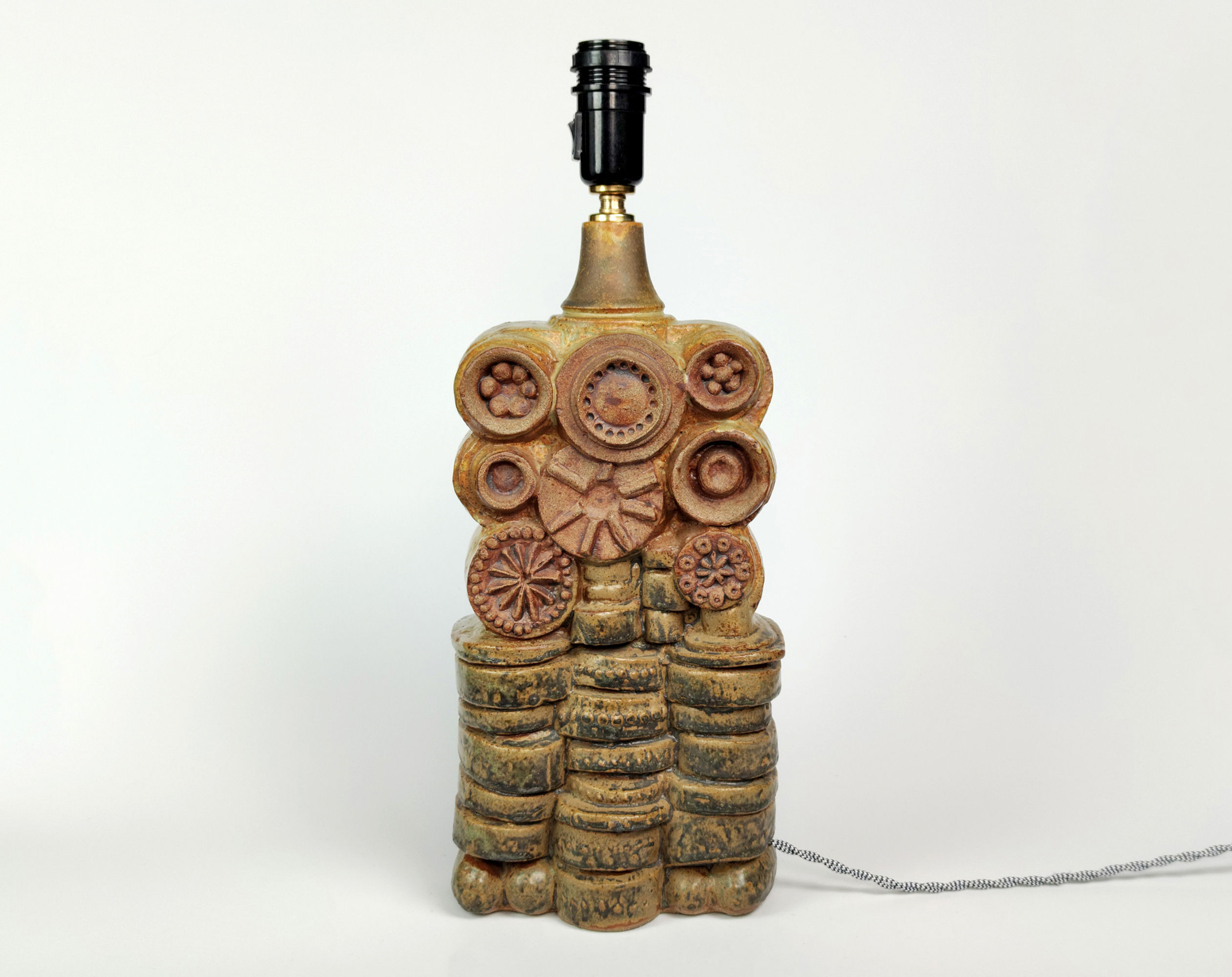 Huge Signed Bernard Rooke Abstract Brutalist Studio Pottery Table Lamp
