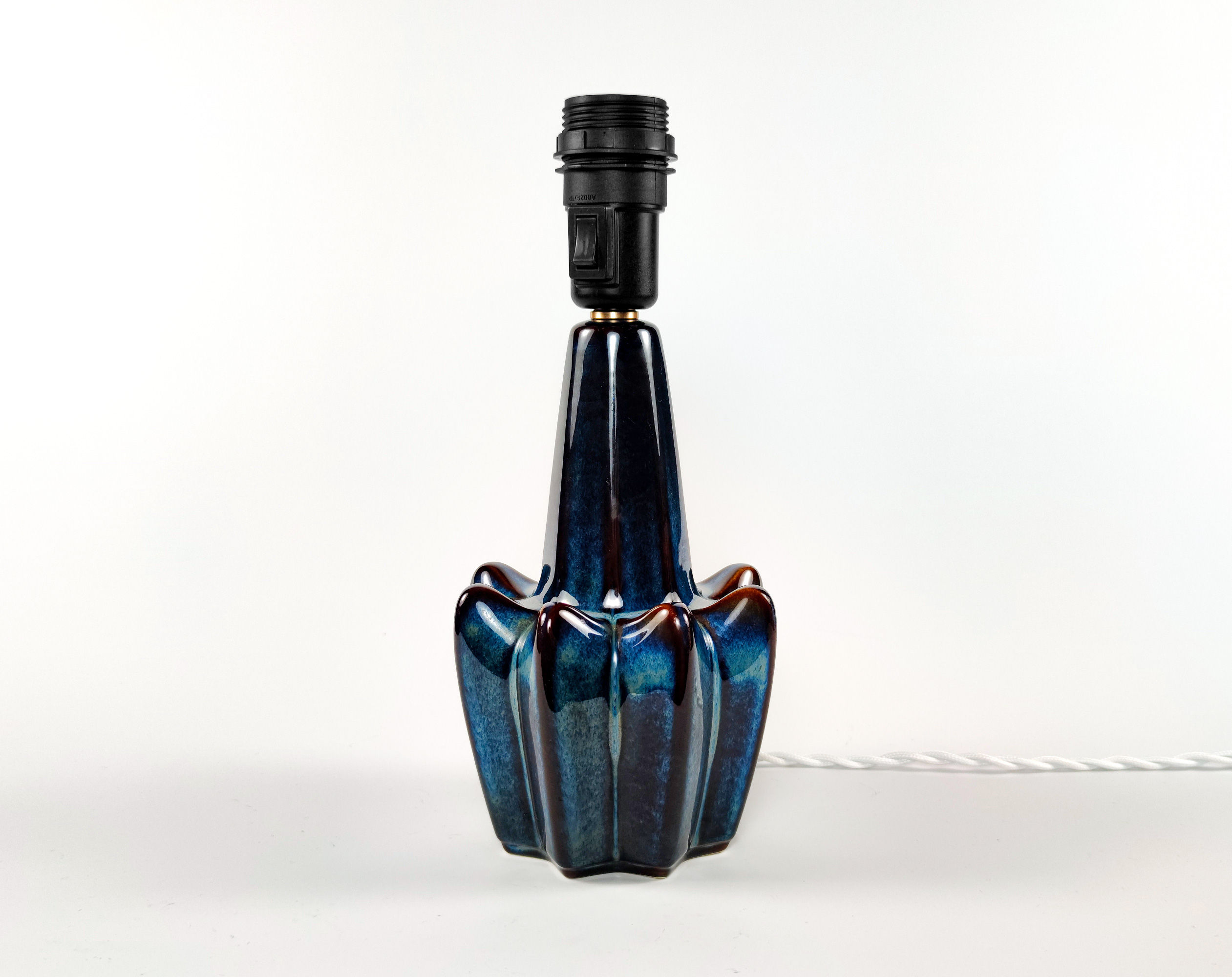 Soholm Danish Ceramic Blue Abstract Table Lamp #1046