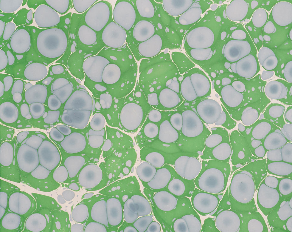 Thumbnail: Vintage French Hand-Marbled Paper 76x50cm – Green Spots Design