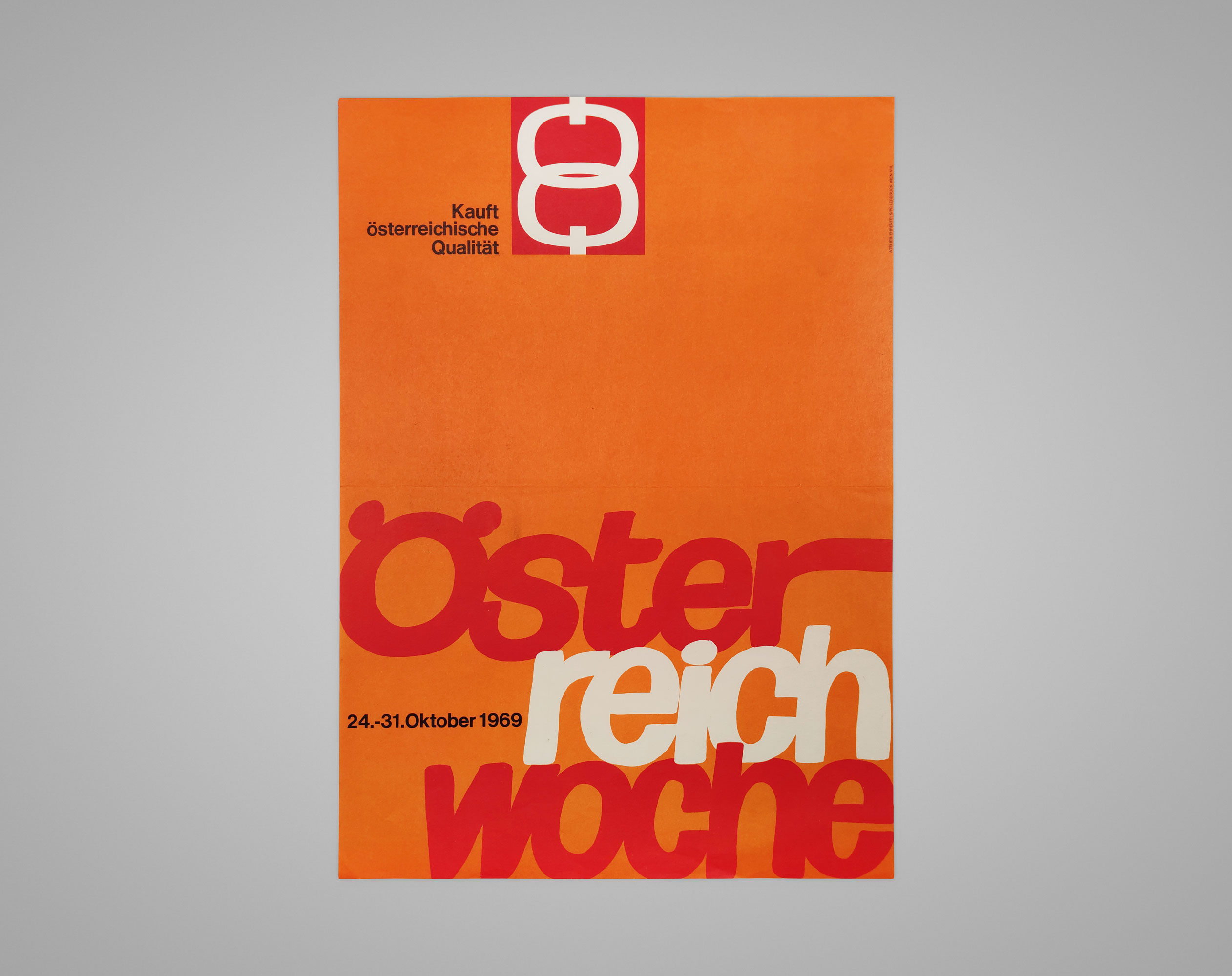 Original Graphic Orange & Red 1960s ‘Osterreich Woche’ Poster
