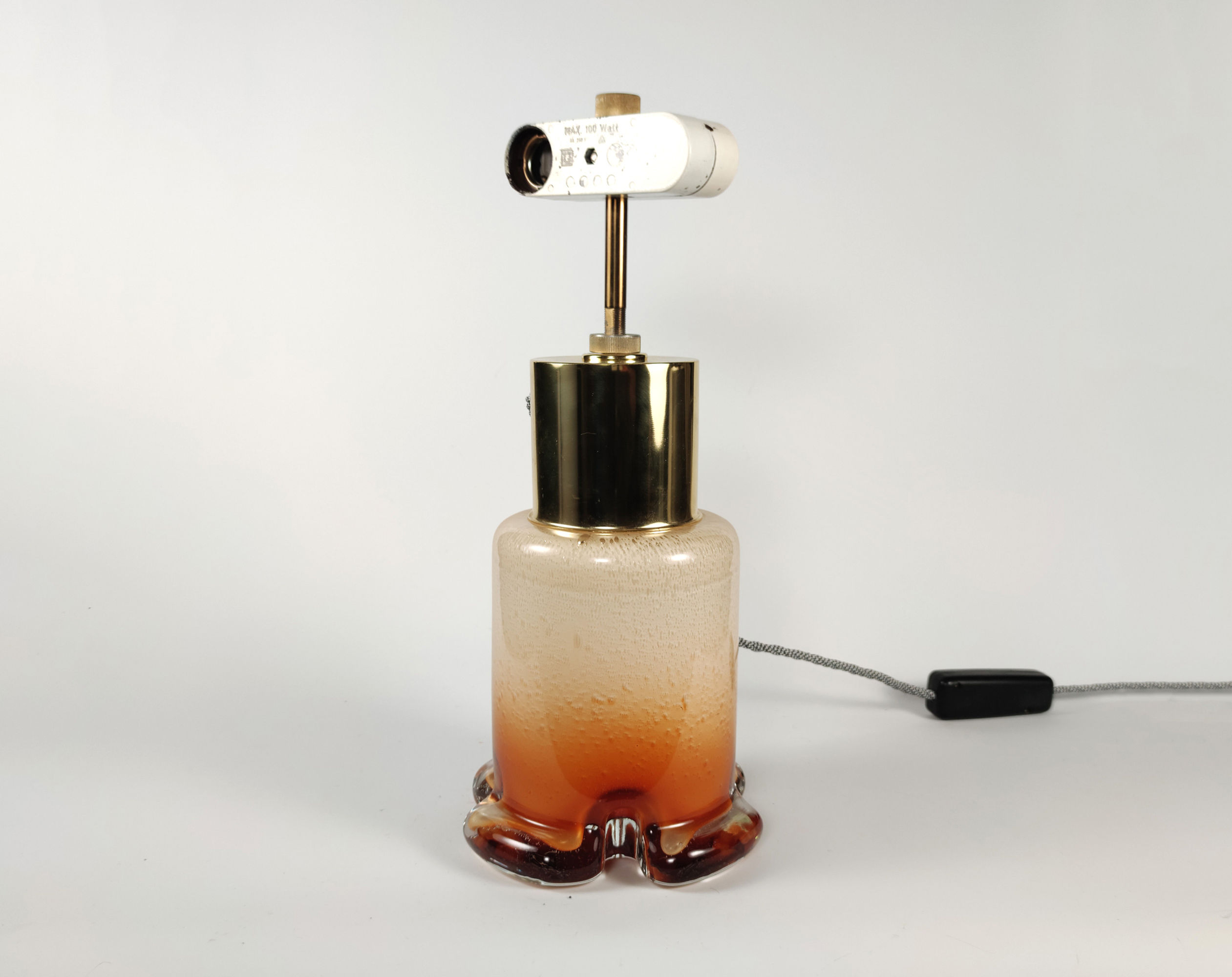 Temde Bubbly Amber Glass Table Lamp w/ Interior Bulb