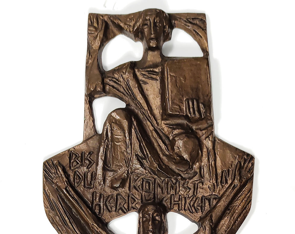 Thumbnail: Large 1970s Brutalist Bronze Wall-Hanging Crucifix Sculpture By Joseph Krautwald