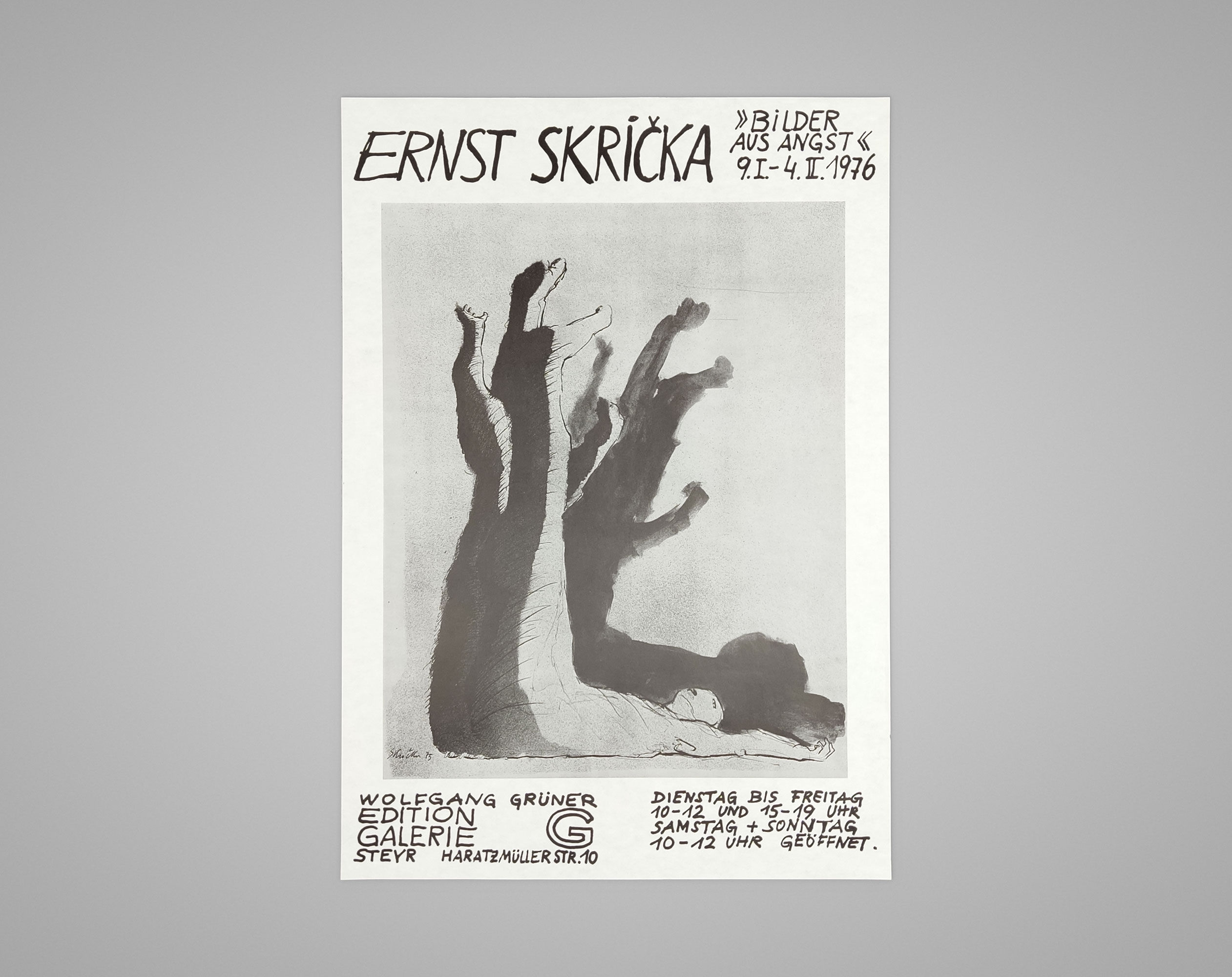 Vintage 1970s Art Exhibition Poster - Ernst Skricka: Images of Fear