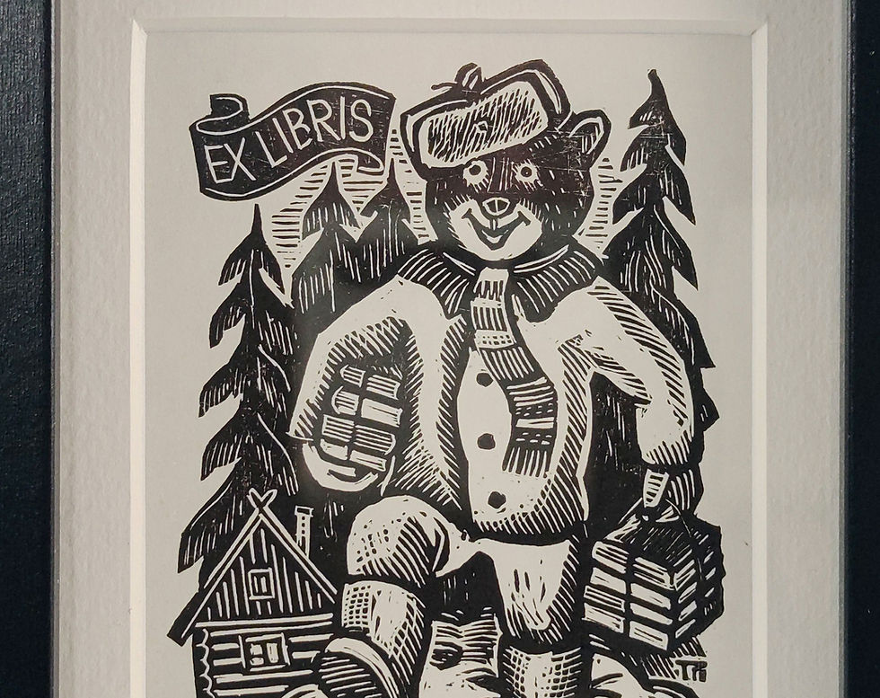 Thumbnail: W. Richter - 1950s Bear Frontispiece Woodblock Print