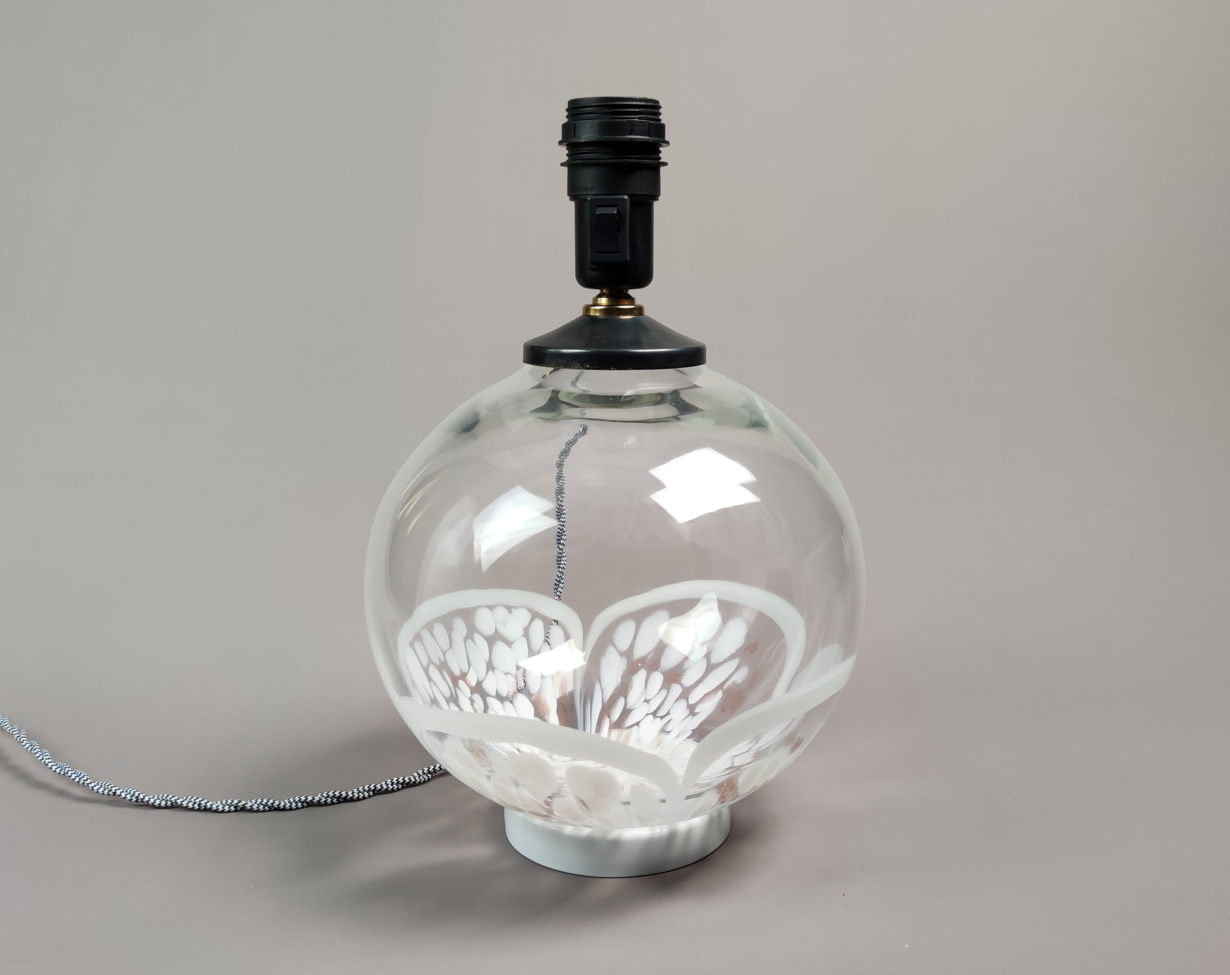 Cenedese 1970s Murano Glass Opal & Avventurina Table Lamp