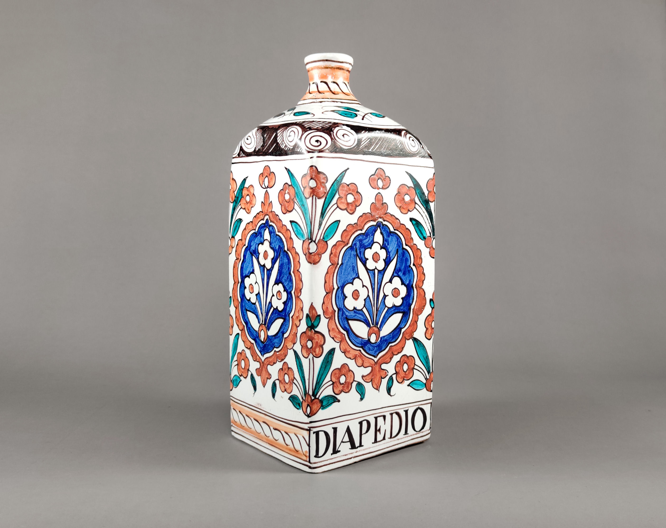 Vintage Hand-Painted Portuguese Maximalist Pottery 'Diapedio' Apothecary Vase