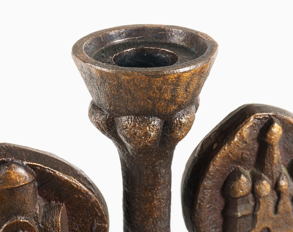 Thumbnail: Vintage 1970s Brutalist Orthodox Christian Bronzed Tree-Shaped Candlestick