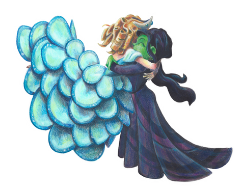 Glinda hugging Elphaba