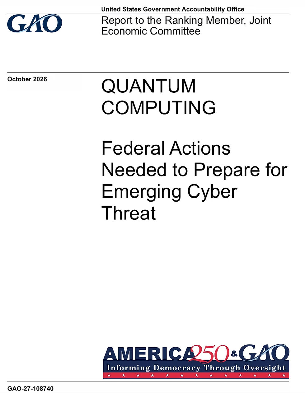 image of the front cover of the GAO report