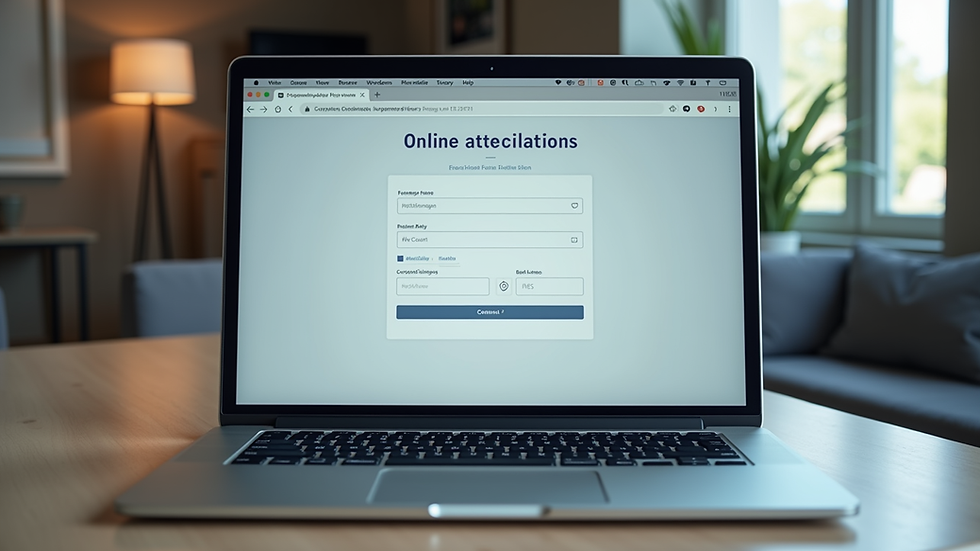 Close-up view of a laptop screen showing an online booking form