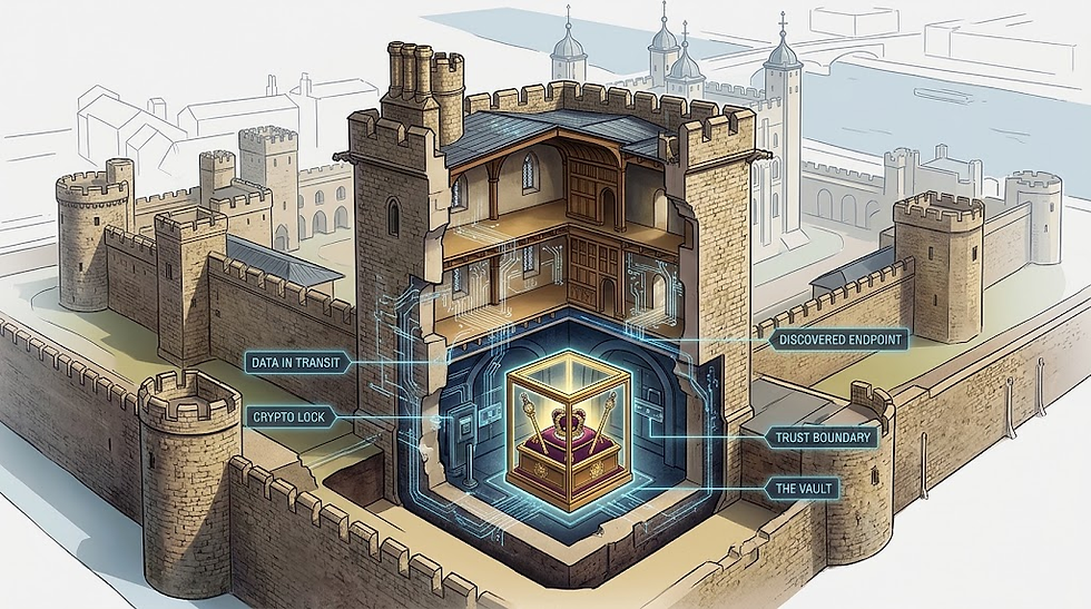 Tower of london cutaway showing the crown jewels