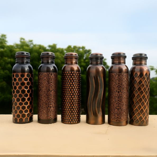 Artisan Copper Embossed Water Bottles