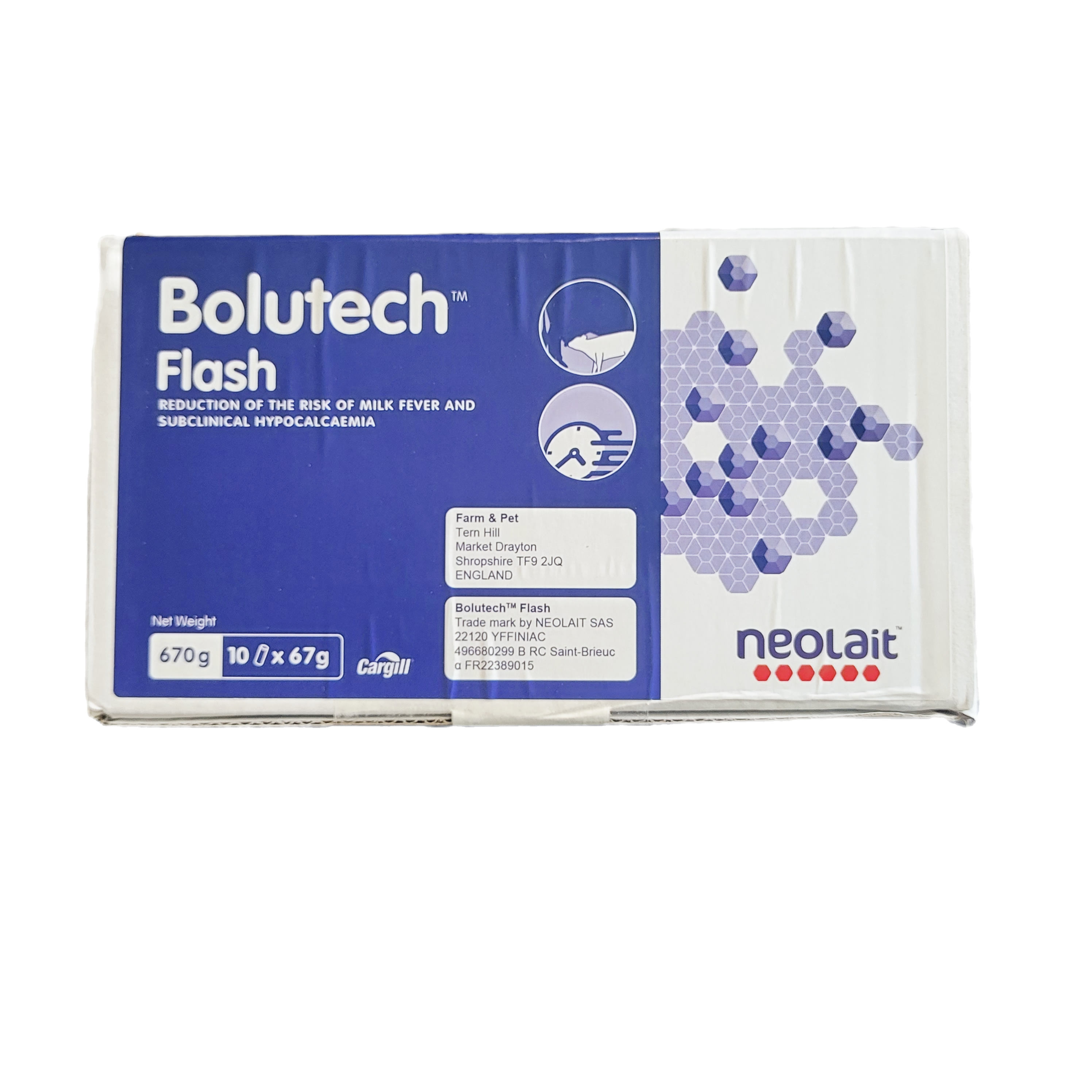 Bolutech Flash bolus box text saying 670g 10 boluses in box