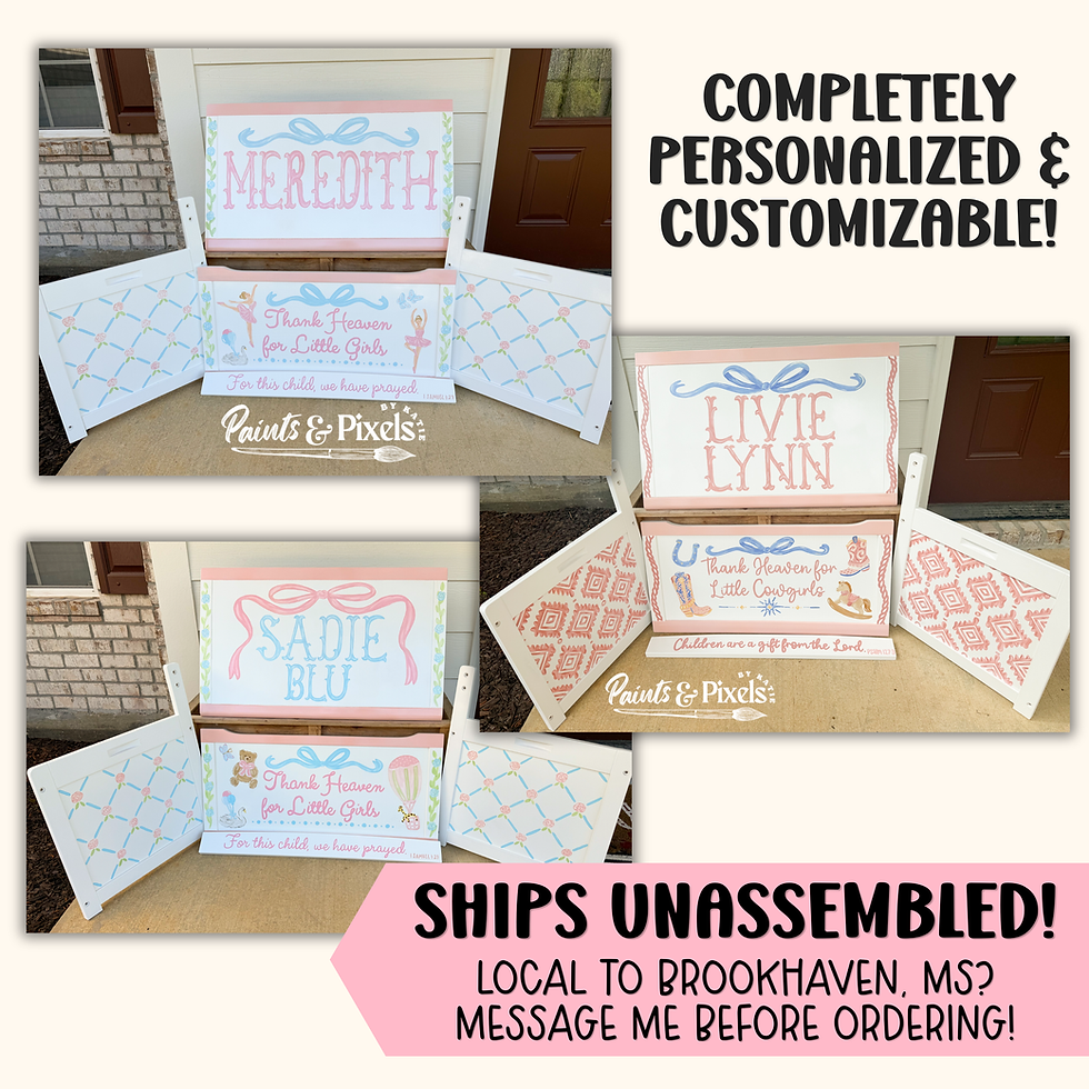 Thumbnail: Hand-painted Custom Toy Box | Keepsake Toy Chest