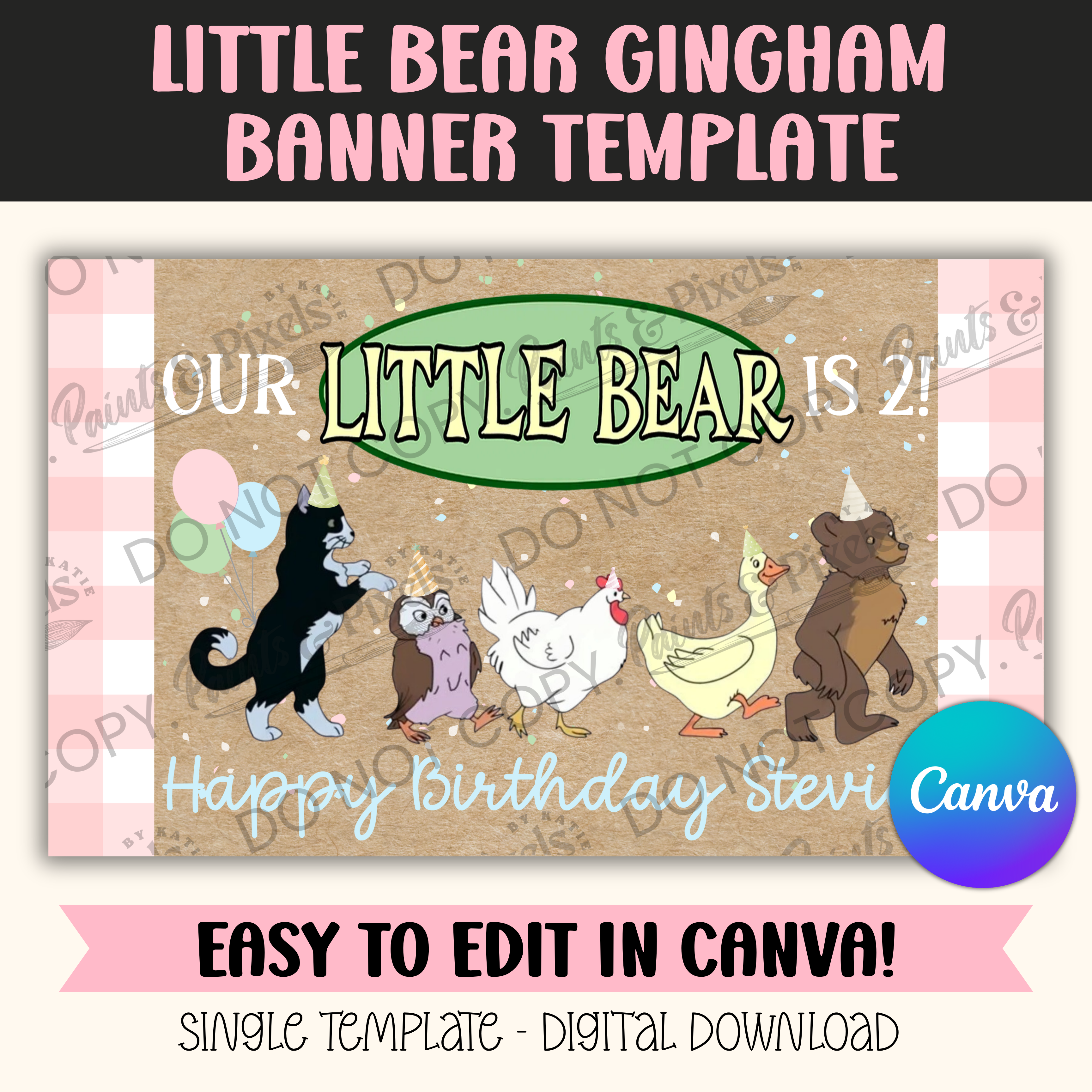 Little Bear Gingham - Single Template