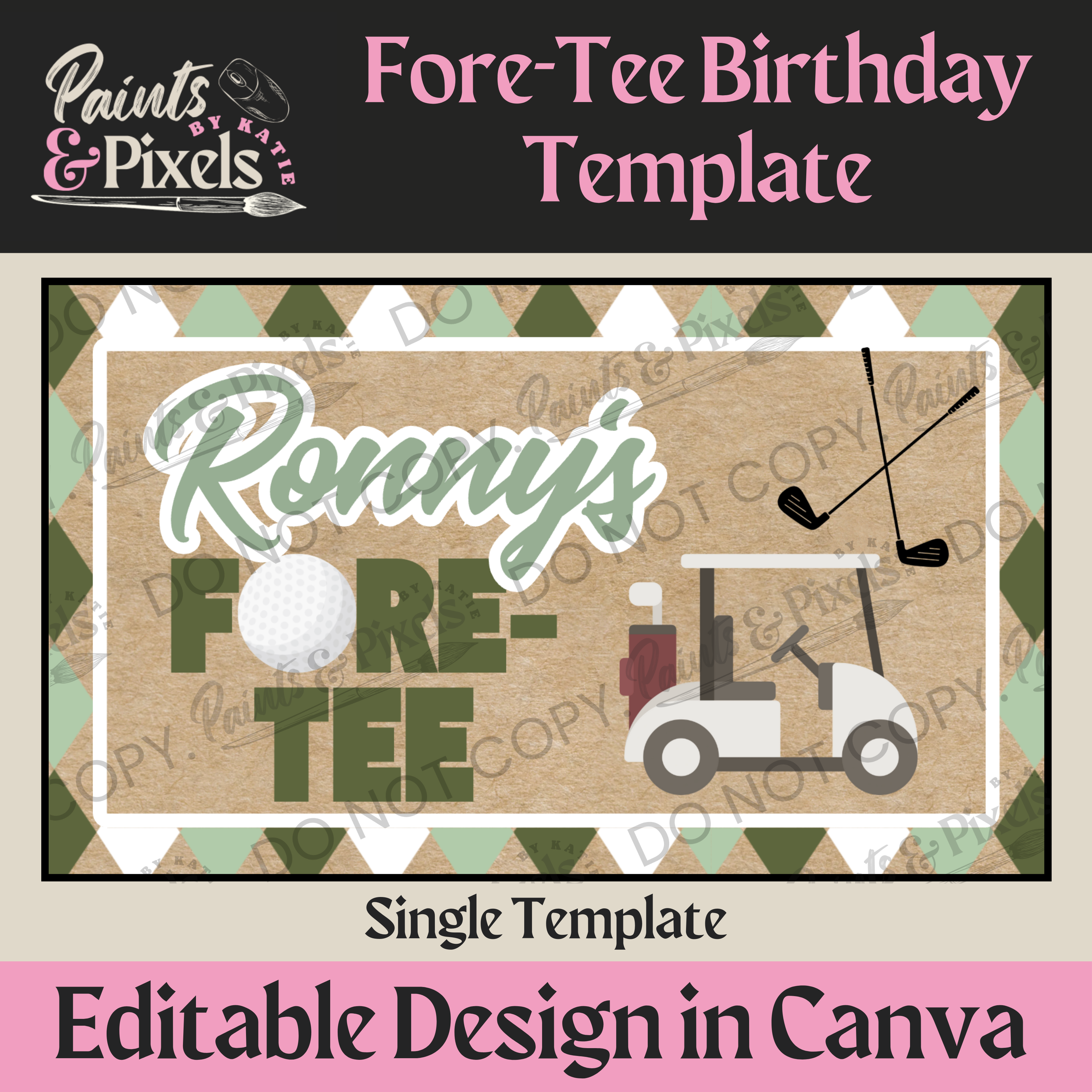 Fore-Tee Birthday - Single Template