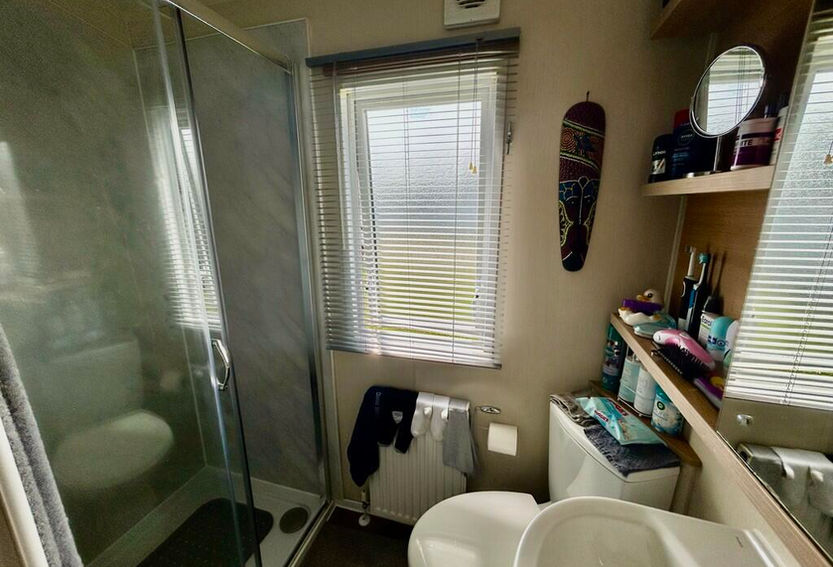 Shower room with toilet and sink
