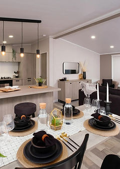 Kitchen, dining room and lounge area
