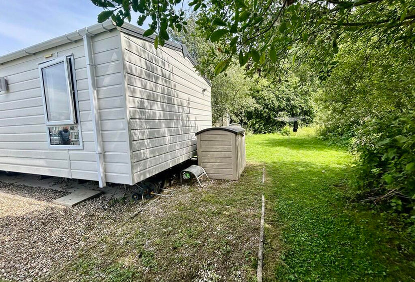 Back view of the outside of the caravan