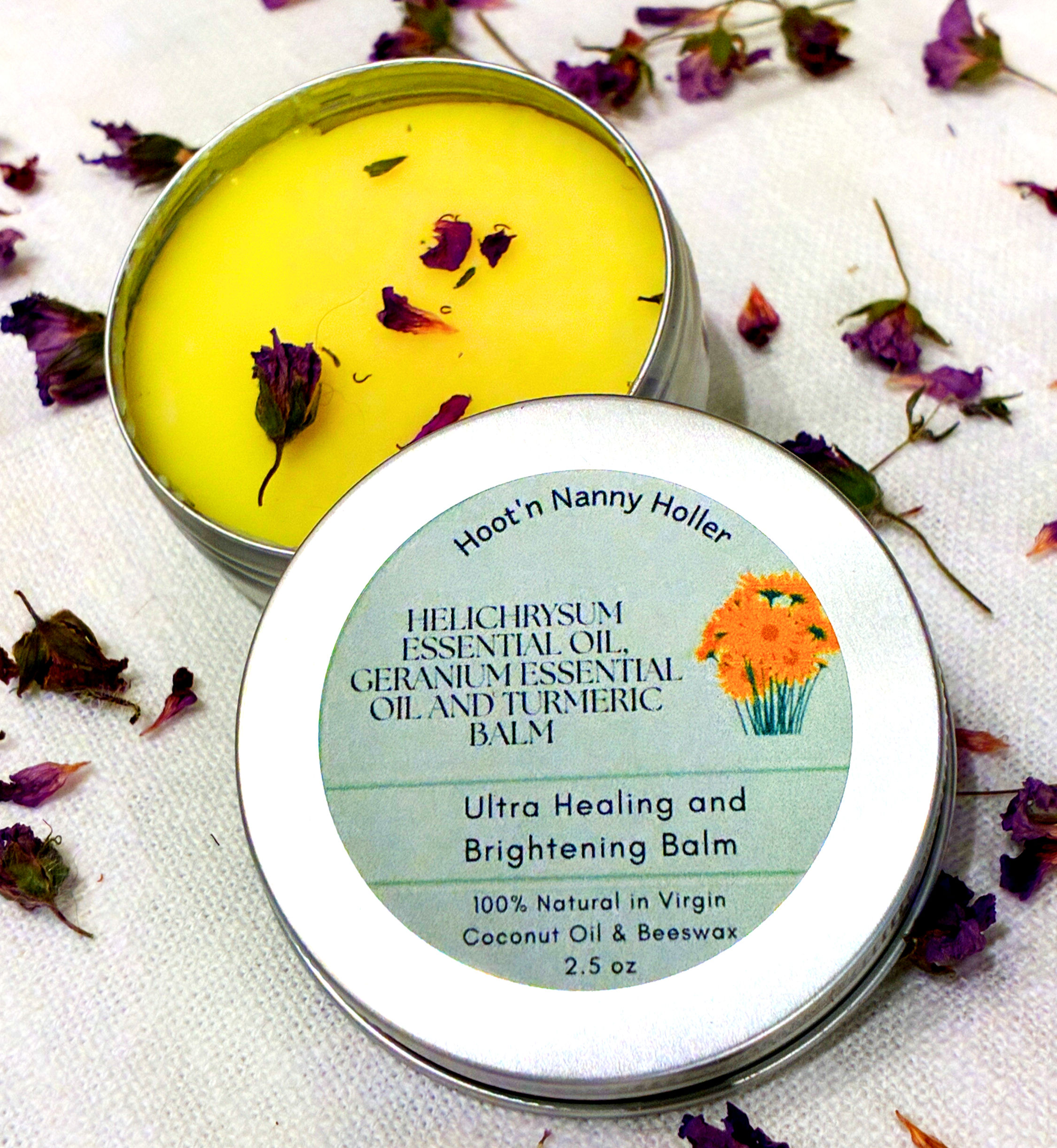 Helichrysum and Geranium Essential Oil Balm with Turmeric