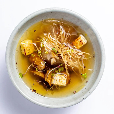 aged miso with mung bean sprouts, tofu, radish