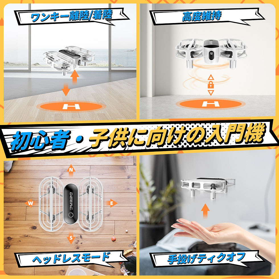 サムネイル： ドローン 100g未満 Holyton トイドローン おもちゃ 子供向け 申請不要 全保護プロペラガード バッテリー3個 総飛行時間24分 D11