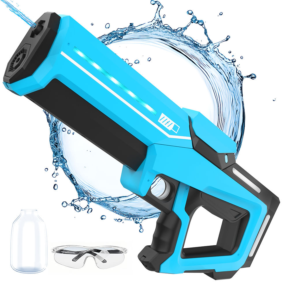 サムネイル： 水鉄砲 電動 連射 Skirfy ウォータービーズガン 水遊び おもちゃ 10m超強力飛距離 全身防水 15秒自動吸水 高速連射 LEDライト 大容量