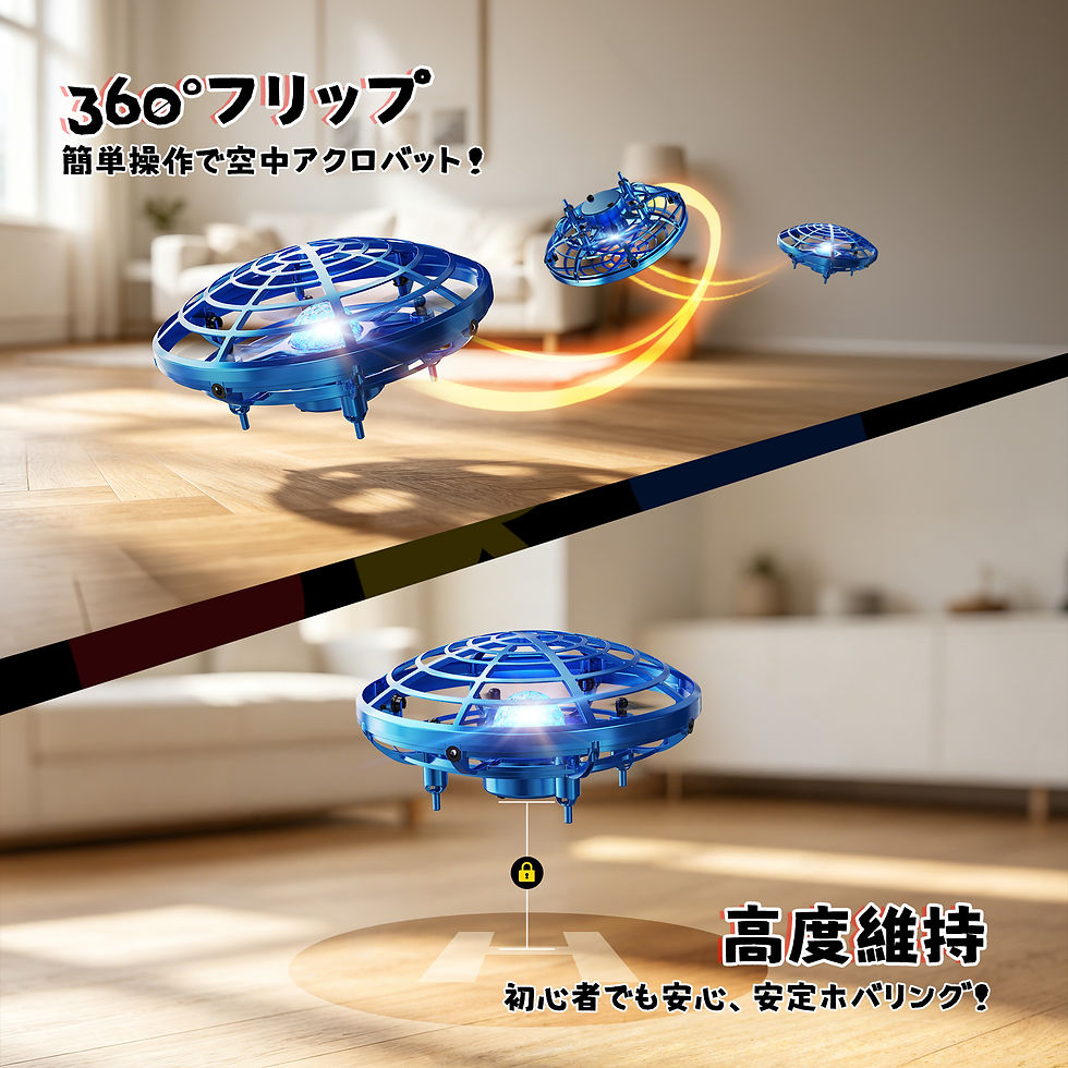 サムネイル： フライングボール DEERC ドローン 100g未満 免許不要 対戦モード ジェスチャー操作 腕時計対応 LEDライト 自動障害物回避 D12アップグレード版