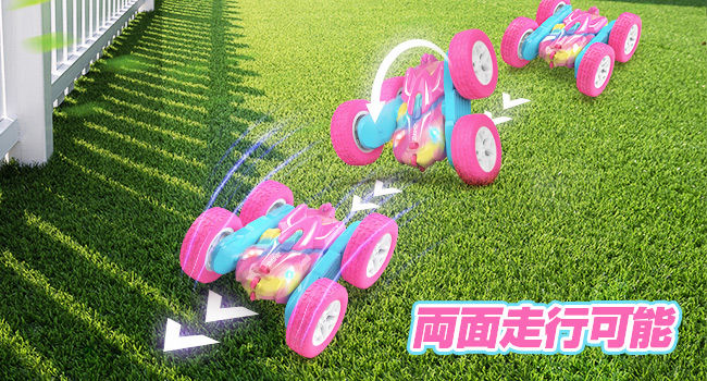 サムネイル： DEERC ラジコン ラジコンカー 子供向け オフロード スタントカー 四輪駆動 DE87 ピンク