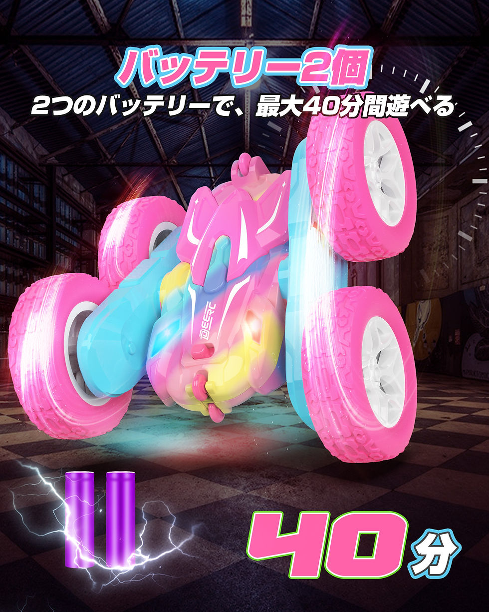 サムネイル： DEERC ラジコン ラジコンカー 子供向け オフロード スタントカー 四輪駆動 DE87 ピンク