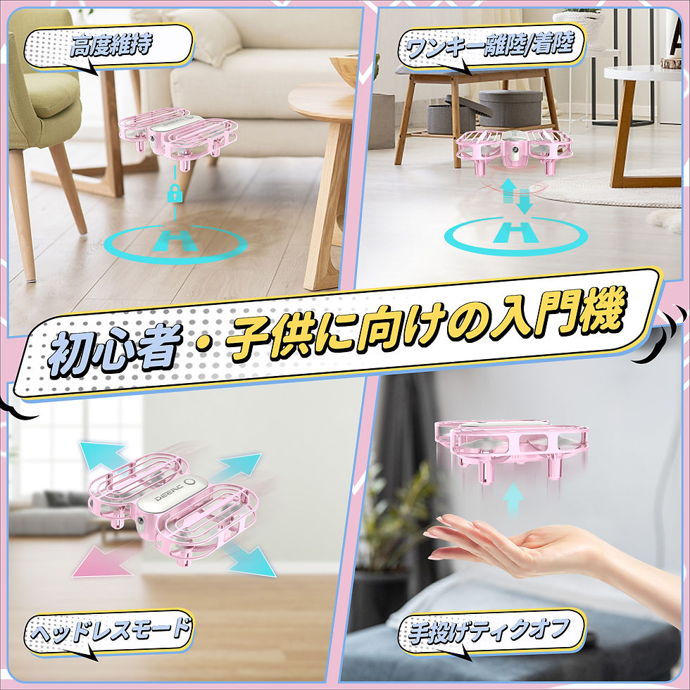 サムネイル： ドローン 100g未満 Holyton トイドローン おもちゃ 子供向け 申請不要 全保護プロペラガード バッテリー3個 総飛行時間24分 D11