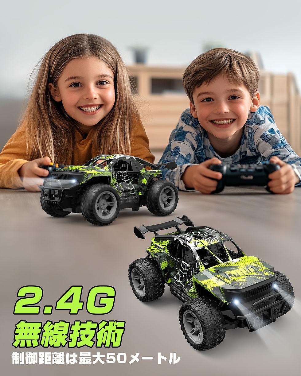 サムネイル： DEERC ラジコンカー オフロード 子供向け ラジコン おもちゃ 2.4Ghz 充電式バッテリー2個 S101