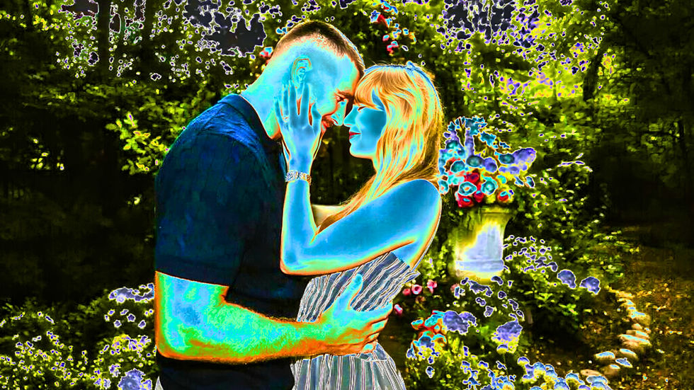 Simulated security camera quality comparison using one engagement photo: analog 240p vs 720p, 1080p, 4K, 8K-style, night vision, thermal, and ColorVu.